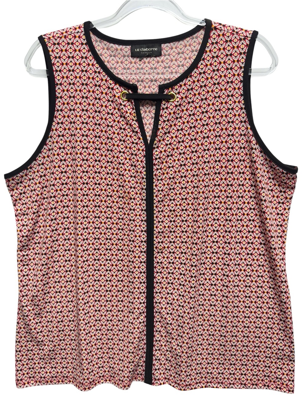 Silky Liquid Knit Polka Dots Oval Aztec Geometric Sleeveless Top Blouse